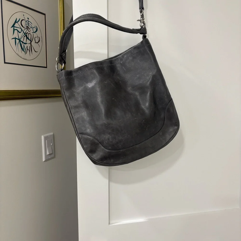 Frye Gray Leather Shoulder Bag - Picture 3 of 8